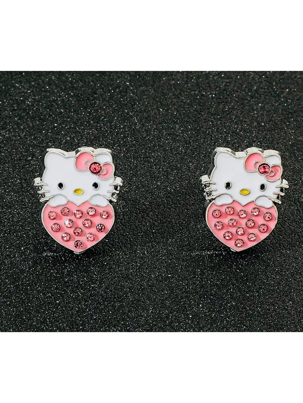 New - Gorgeous - Rhinestone Hello Kitty Earrings